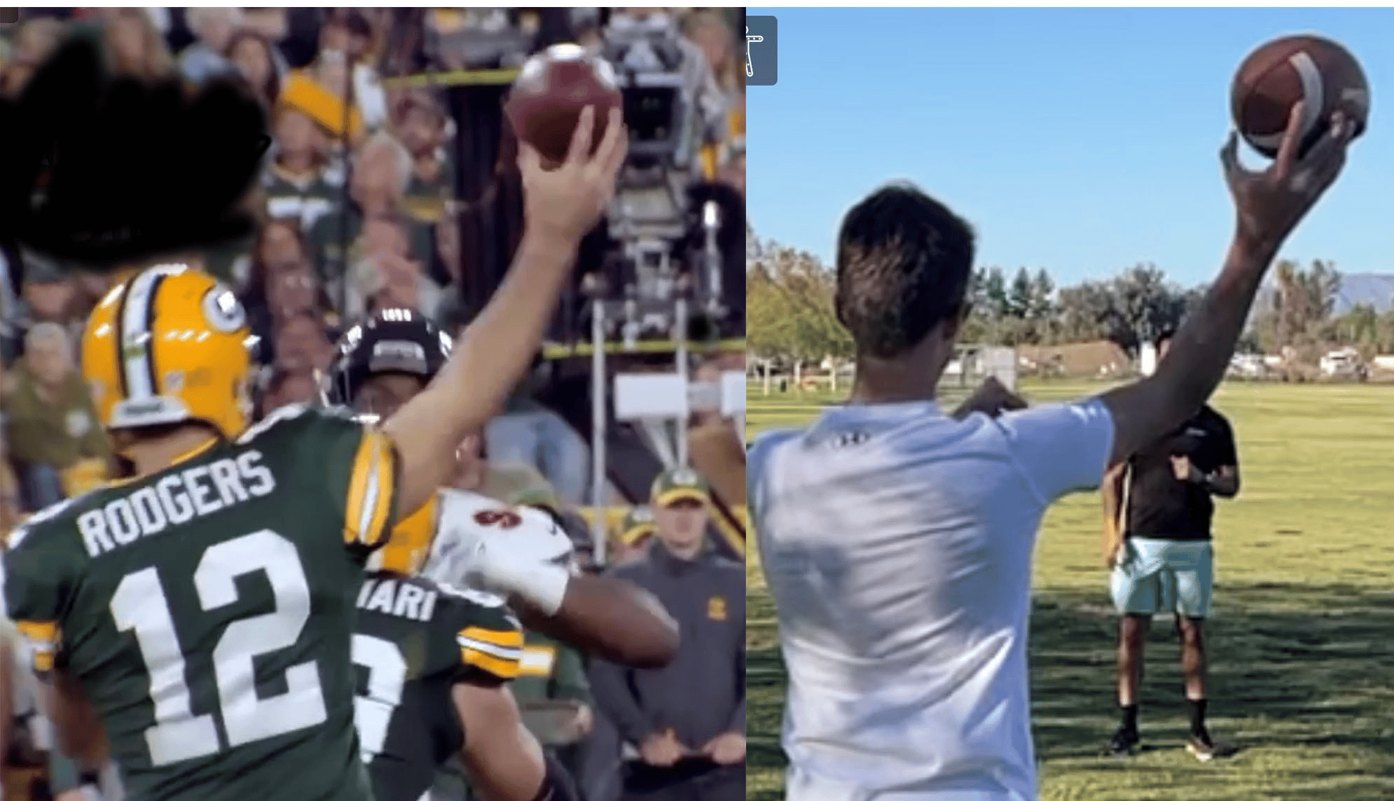 Wrist position is everything when it comes to putting a lot behind the throw. Here we see two very different wrist positions and it leads to two very different results.